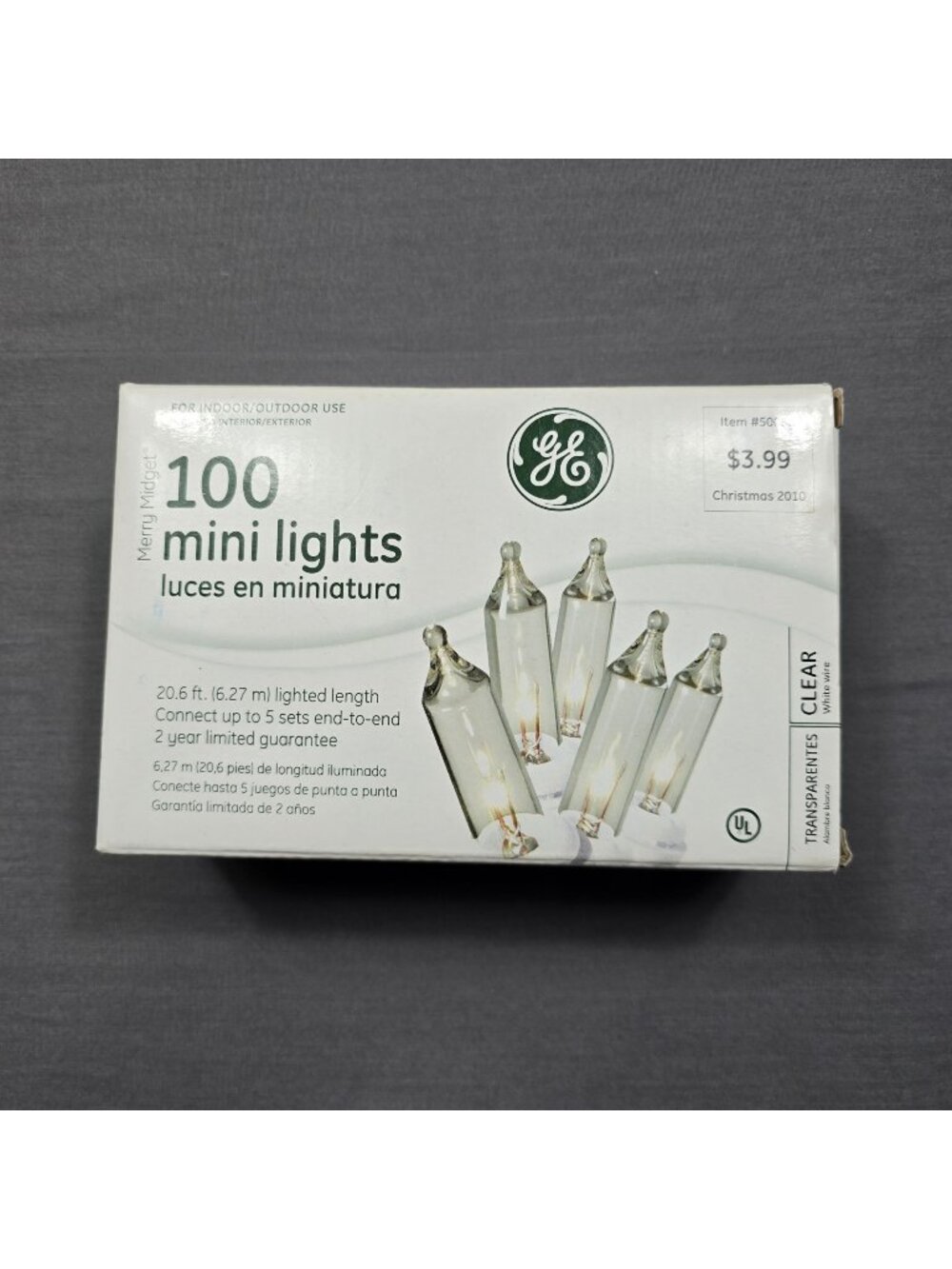 NEW GE 100 Mini Lights Merry Midget Christmas 2010 Clear Indoor/Outdoor